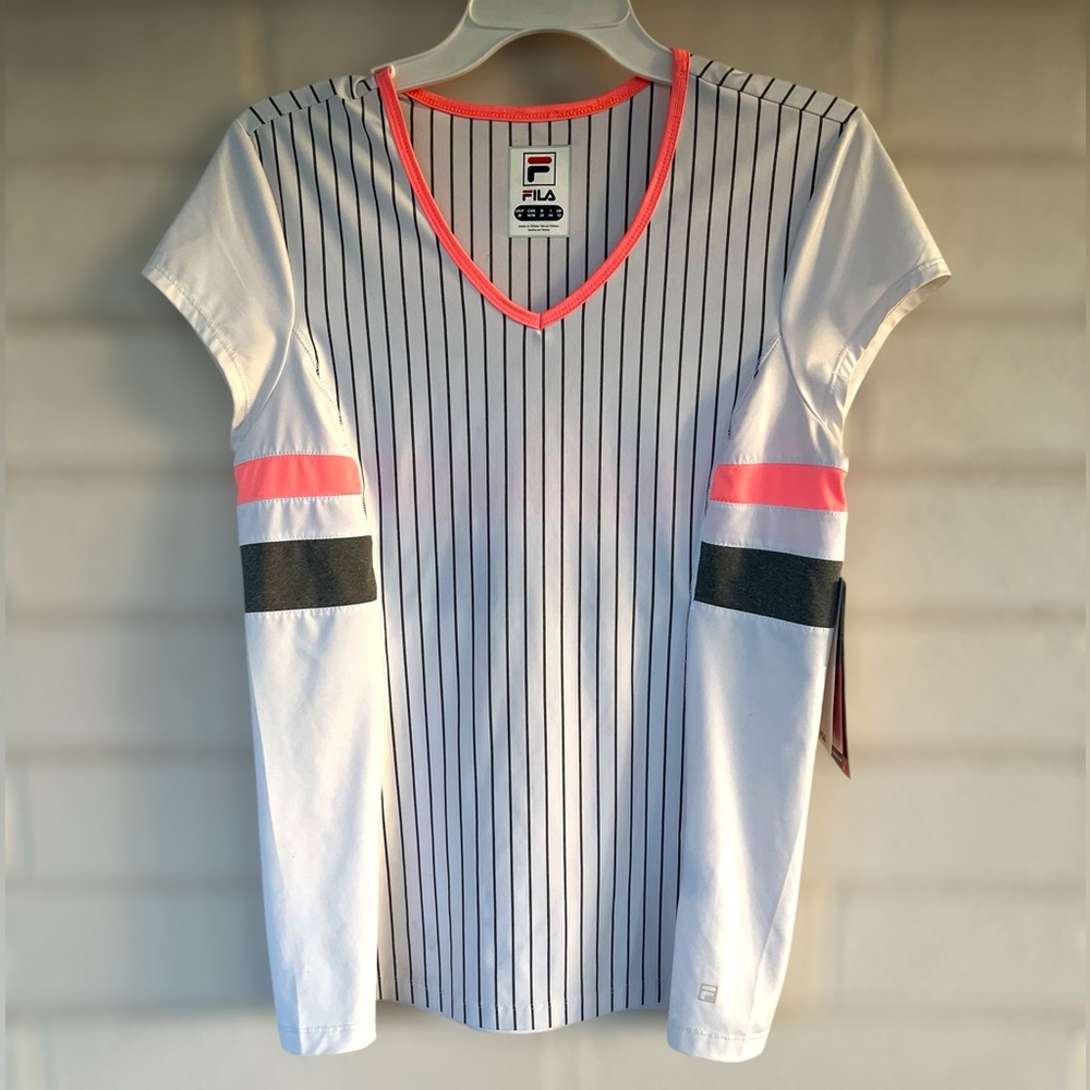 Fila Tennis or Pickleball "Game Day" Pinstripe Tee Size M